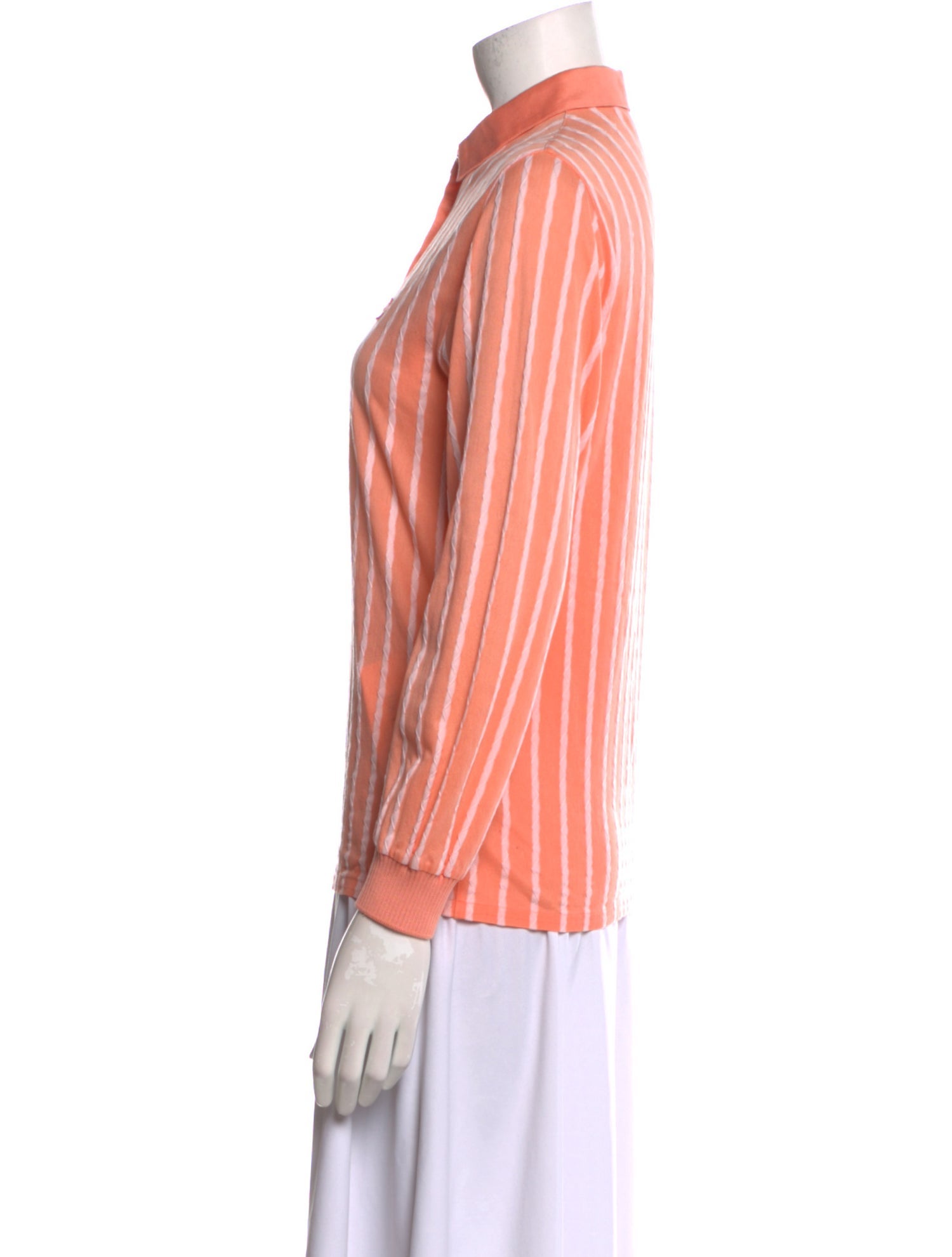 Christian Dior Striped Long Sleeve Button-Up Top